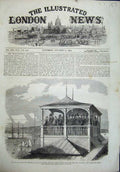 Old Antique Print 1864 Prince Wales Sweden Royal Stockholm Garden Ships 19th