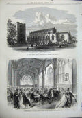 Old Antique Print 1864 James Church Bury Edmunds Guildhall York Congress 19th