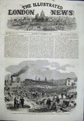 Original Old Antique Print 1864 Sappers Miners Plumstead Marshes Explosion War