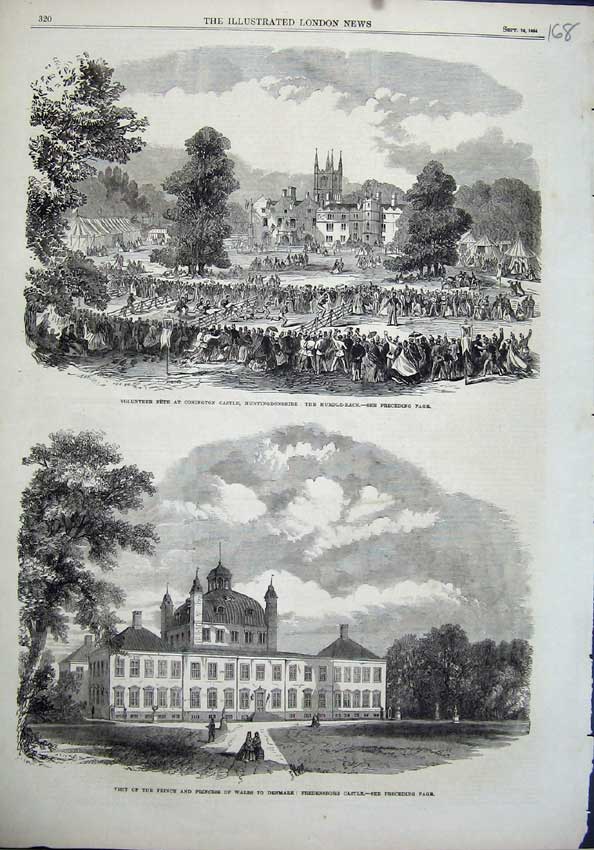 Old Antique Print Fete Conington Castle Huntingdonshire Fredensborg 1864 19th
