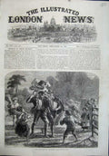 Original Old Antique Print 1864 Farming Reaping Hay Children Country Victorian