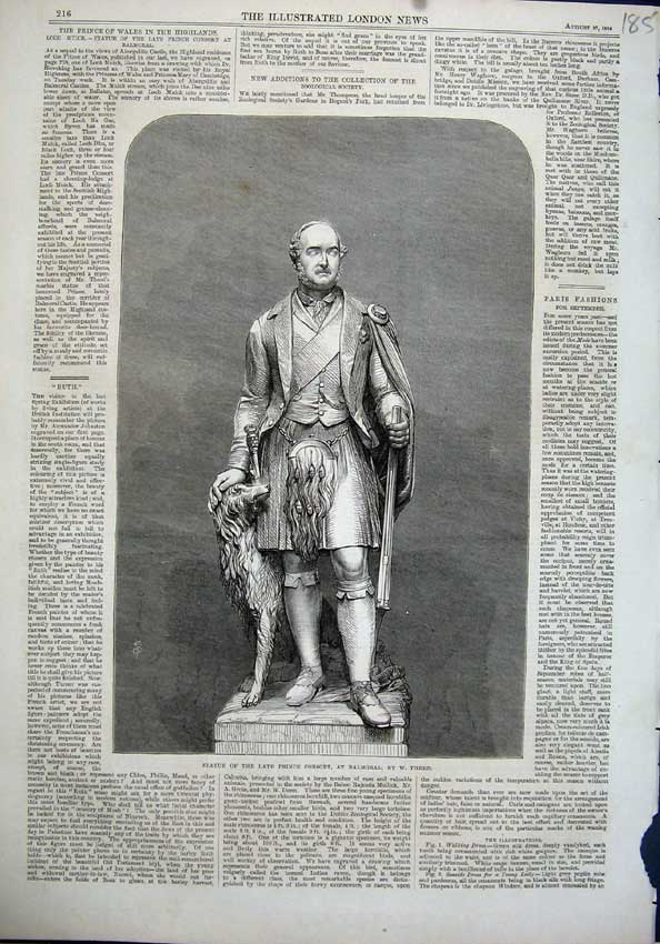 Old Antique Print 1864 Statue Prince Consort Kilt Balmoral Scotland Theed 19th