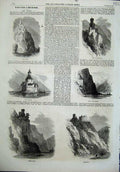 Old Antique Print 1864 Rhine Germany Katz Lurleiberg Pfalz Rheineck River 19th