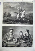 Original Old Antique Print 1863 Fine Art Horse Escape Siers Women Jewellery Man