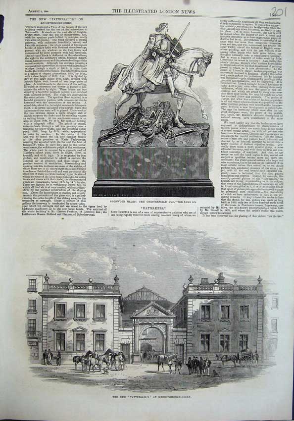 Original Old Antique Print 1864 Goodwood Races Chesterfield Tattersalls London