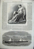 Old Antique Print 1864 Task Erinna Greek Poetess Statue Lizzie Steam Ship 19th