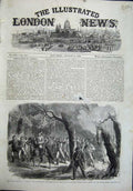 Original Old Antique Print 1864 War America Civil War March Burning Woods Art