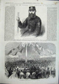 Old Antique Print John Watt 1864 Archbishop York Church Service Camp War 19th