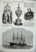 Old Antique Print 1864 Ship Frigate Achilles Normandy Chemist Stevenson 19th