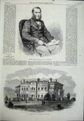 Old Antique Print 1864 Edward William Watkin Government New Zealand Art 19th