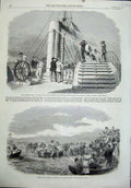 Old Antique Print 1864 Ship Lillian King'S Lynn Regatta Shovel-Race Boats 19th