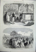 Original Old Antique Print Prince Wales London Hospital 1864 Archery Alexandra
