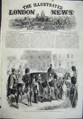 Old Antique Print 1864 Prince Wales Artillery Company Army Horse Carriage 19th