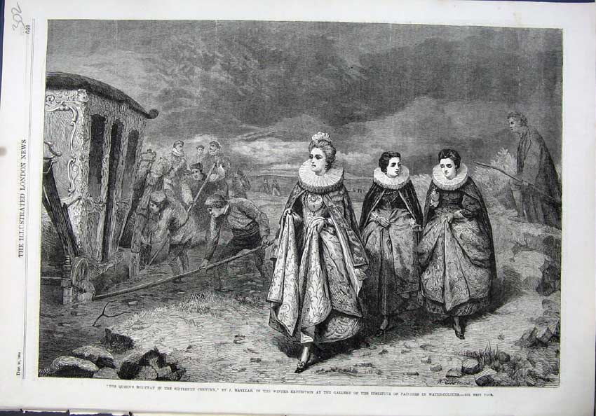 Original Old Antique Print 1864 Queen'S Highway Carriage Robes Hayllar Fine Art