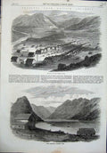 Old Antique Print Lilloett Fraser River 1864 Fort Anderson Lake Mountains 19th