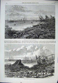 Old Antique Print 1864 Effects Cyclone Calcutta Ship Wreck Ruins Fine Art 19th