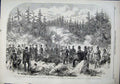 Original Old Antique Print 1864 Prince Wales Sweden Elk Shooting Forest Hogtorp