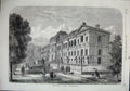 Original Old Antique Print 1864 View Museum Ceramic Art Building Street Jackson