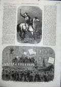 Old Antique Print 1864 Presidential Electioneering New York Horse Night 19th