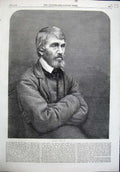 Original Old Antique Print 1864 Portrait Thomas Carlyle Author Doctrines 19th