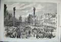 Old Antique Print 1864 Procession Cathedral Antwerp Royal Academy Street 19th