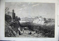 Old Antique Print 1864 View City Chiusi Etruria Mountains Richardson Art 19th