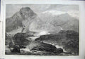 Original Old Antique Print 1864 November Day Nant-Francon Mountains River Falls