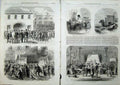 Original Old Antique Print New York 1864 Polling Place Beer Saloon Guttenburg