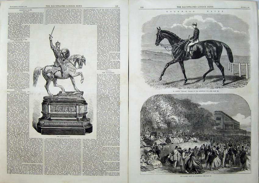 Old Antique Print Goodwood Cup 1864 Lupin Dollar Horse Ladies Lawn Sport 19th