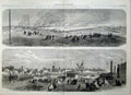 Old Antique Print 1864 Agricultural Show Newcastle Machinery Exhibition 19th