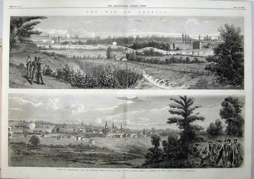 Old Antique Print 1864 War America Petersburg General Lee Headquarters 19th