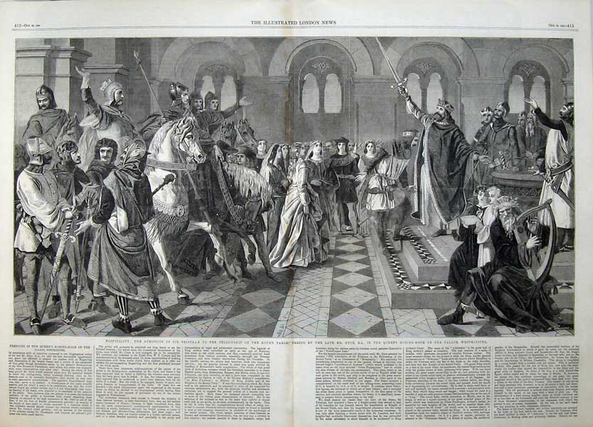 Old Antique Print 1864 Hospitality Sir Tristram Robing Room Westminster 19th