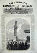 Original Old Antique Print 1865 Berkshire Monument Prince Consort Abingdon Art
