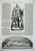Original Old Antique Print Statue Prince Consort Theed 1865 Genebal Bruce Foley