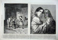 Old Antique Print 1865 Children Cat'S Portrait Sisters Women Fan Fine Art 19th