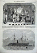 Old Antique Print 1865 Theatre Inniskilling Dragoon India Kaiser Max Ship 19th