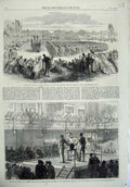 Old Antique Print 1865 Gymnastic Germans Paris St James Hall Officers War 19th