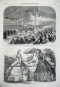 Original Old Antique Print Paris Fashion 1865 Prince Wales Mary Hospital London