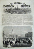Original Old Antique Print 1865 Dublin International Exhibition Building Horses