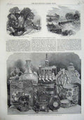 Old Antique Print 1865 Fishing Hampton Ponds Sunbury Chinese Exhibition 19th