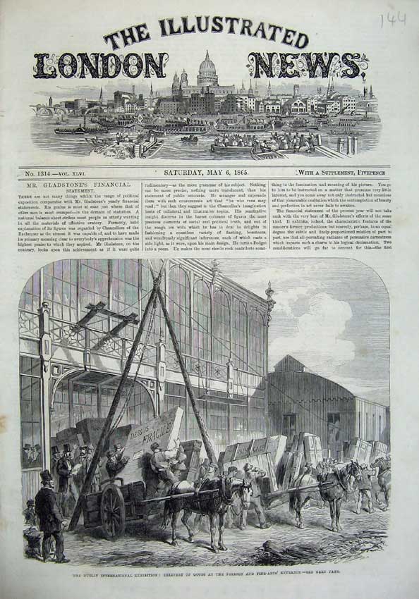 Old Antique Print 1865 Dublin International Exhibition Horses Fine Arts 19th
