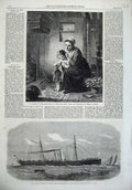 Old Antique Print War Steamer Ship 1865 Tallahassee Liverpool Mum Child 19th