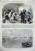 Old Antique Print 1865 Lord Palmerston London Thames Rowing Season Boat 19th