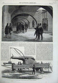 Original Old Antique Print Blakely Gun Russia Drainage Works Crossness Resevoir