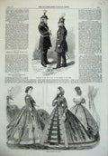 Old Antique Print Paris Fashion 1865 Veterans War Streets New York Army 19th