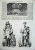 Original Old Antique Print Corn Basingstoke 1865 Statue Wilson Ramsay Edinburgh