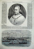 Old Antique Print 1865 Steamer Ships Liverpool Portrait Cardinal Wiseman 19th