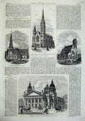 Old Antique Print Whitfield'S Chapel Church Dublin Walworth Presbyterian 20th
