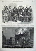 Old Antique Print 1865 Burning Market Canada Rifle Match Australia Sport 19th