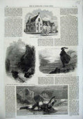 Original Old Antique Print 1865 Grammar School Banbury Lupton Channel Esquimaux